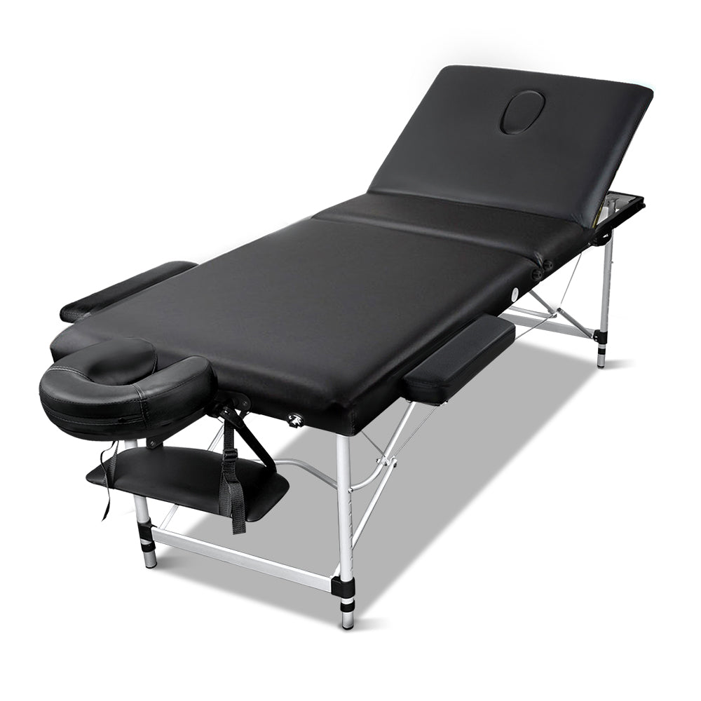 Zenses 3 Fold Portable Aluminium Massage Table - Black freeshipping - Awezingly