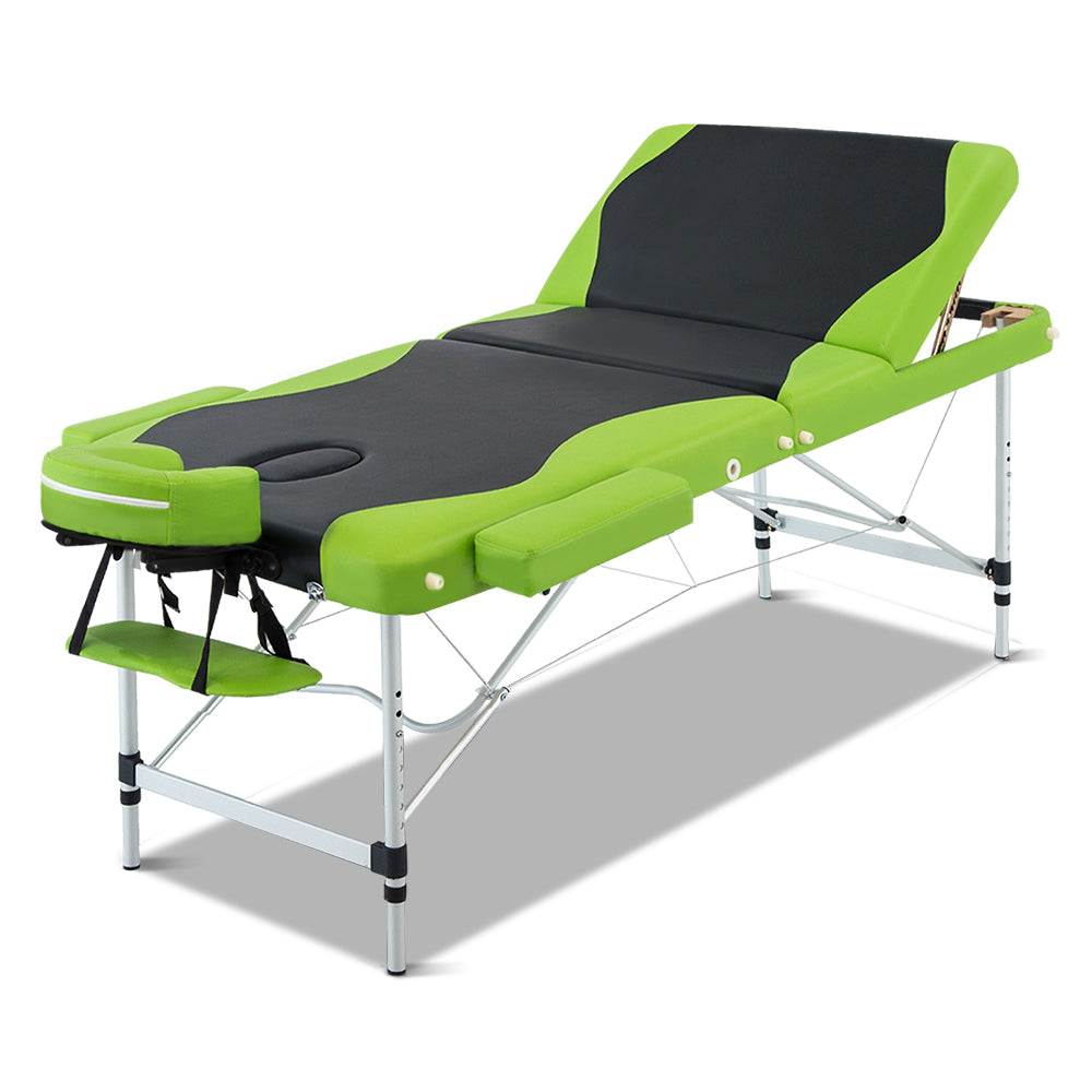 Zenses 3 Fold Portable Aluminium Massage Table - Green & Black freeshipping - Awezingly