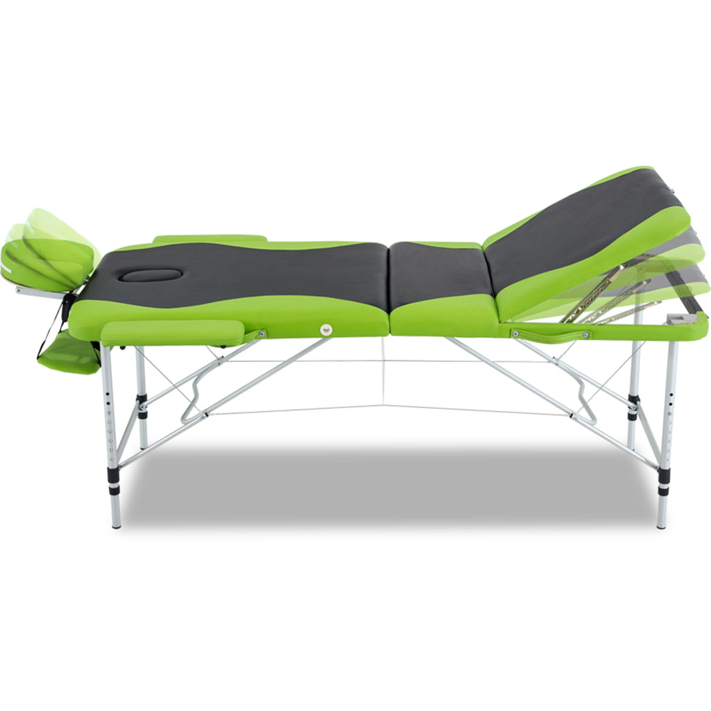 Zenses 3 Fold Portable Aluminium Massage Table - Green & Black freeshipping - Awezingly