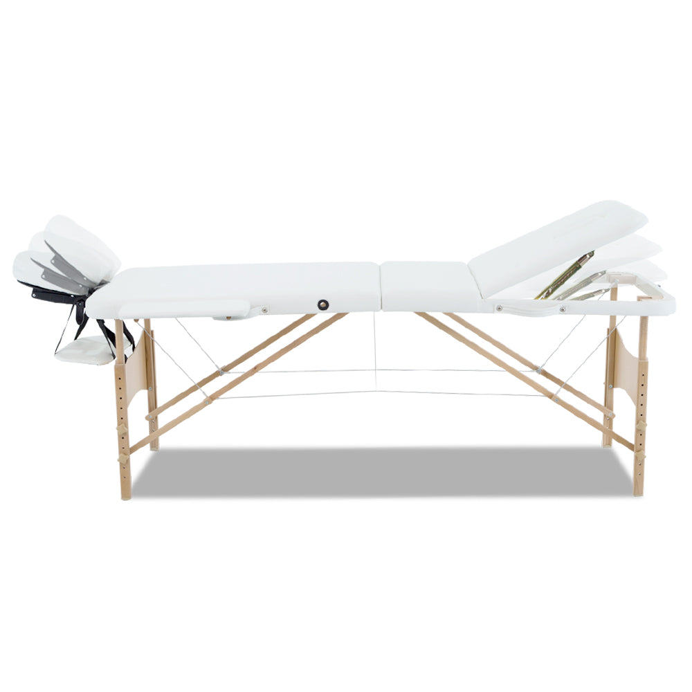 Zenses 3 Fold Portable Wood Massage Table - White freeshipping - Awezingly