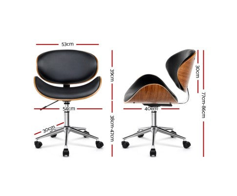 Artiss Wooden & PU Leather Office Desk Chair - Black freeshipping - Awezingly