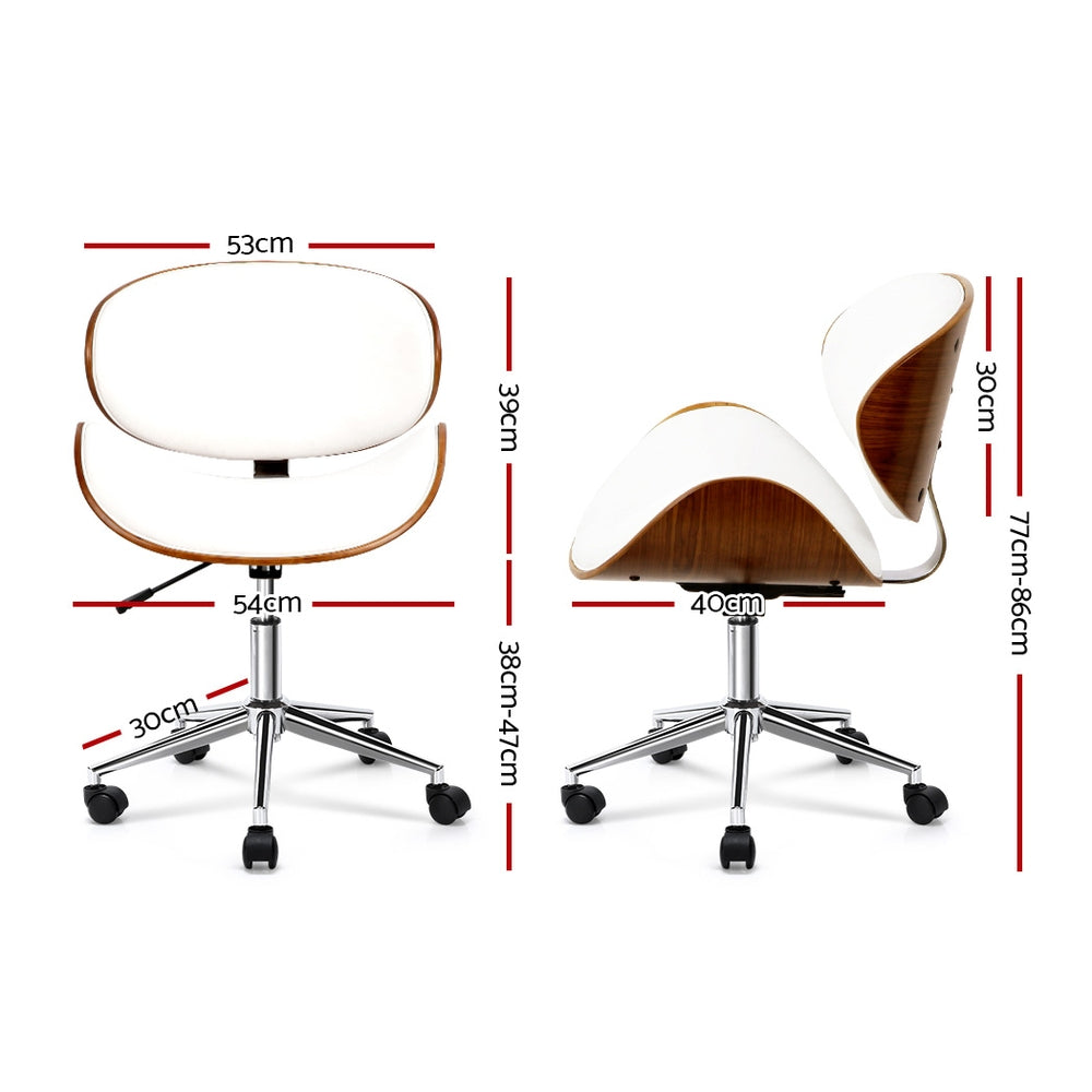 Artiss Wooden & PU Leather Office Desk Chair - White freeshipping - Awezingly