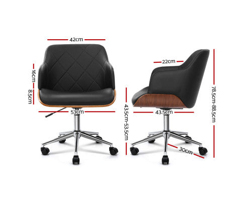 Artiss Wooden Office Chair Computer PU Leather Desk Chairs Executive Black Wood freeshipping - Awezingly