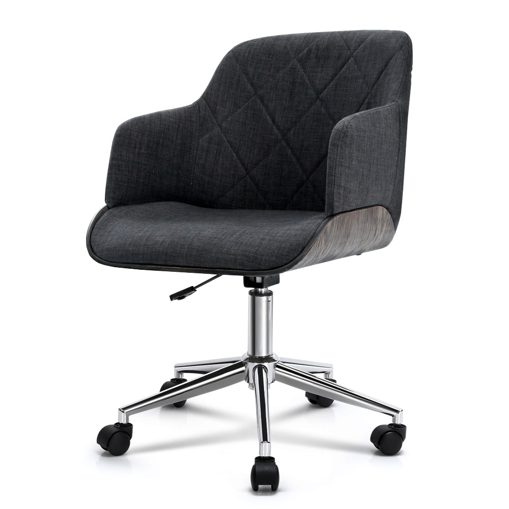 Artiss Wooden Office Chair - Fabric Grey freeshipping - Awezingly