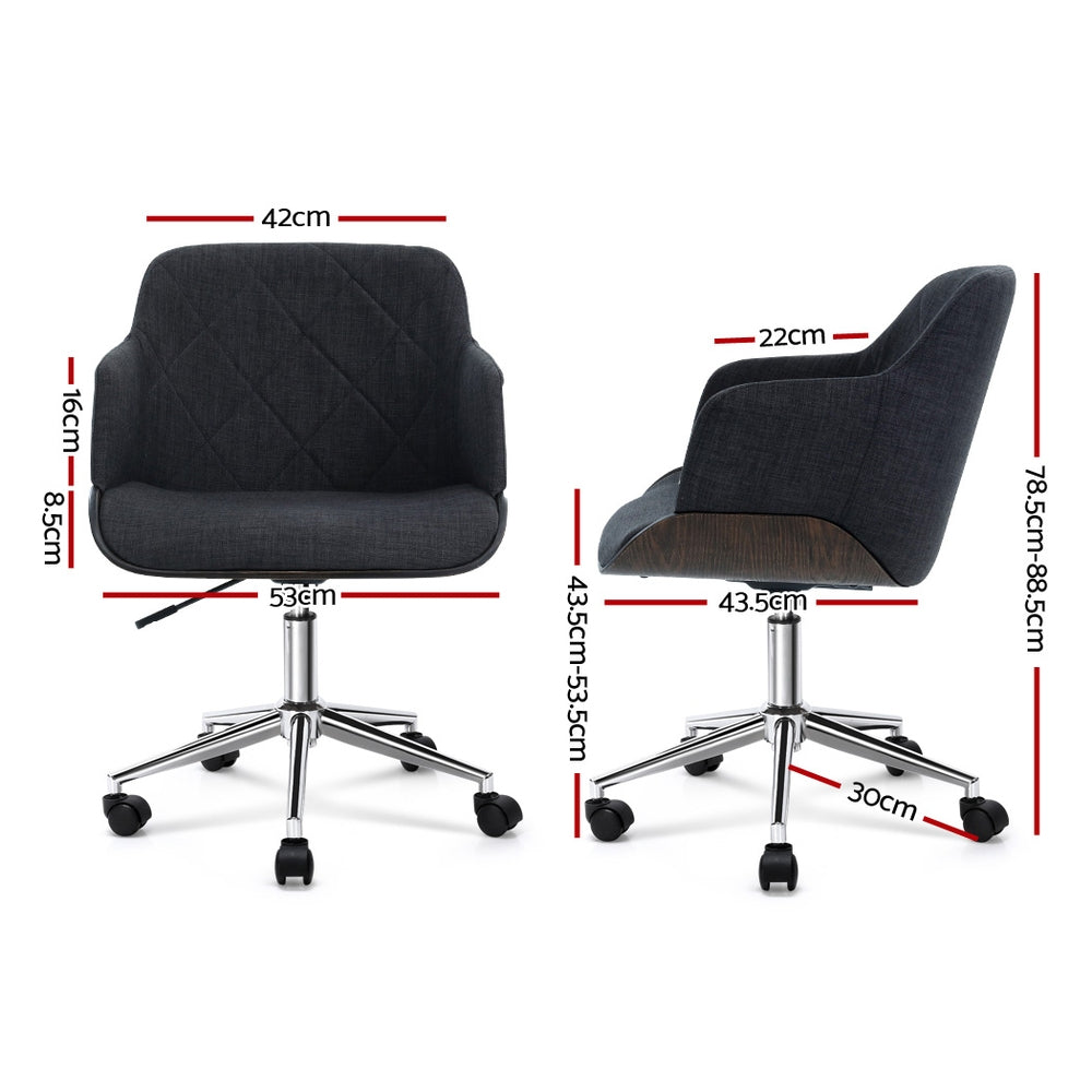 Artiss Wooden Office Chair - Fabric Grey freeshipping - Awezingly