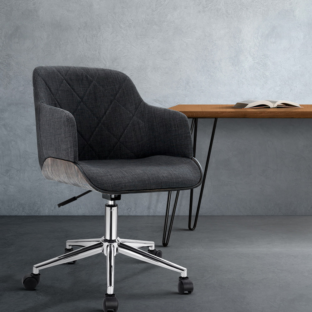 Artiss Wooden Office Chair - Fabric Grey freeshipping - Awezingly