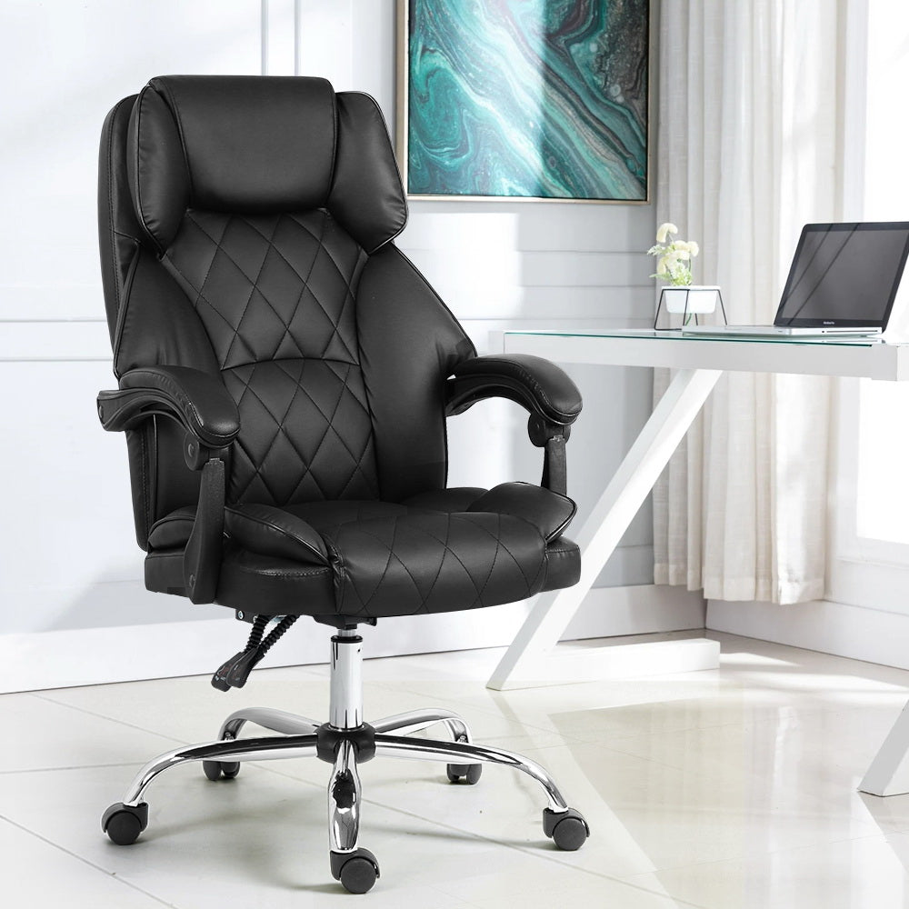 Artiss Executive Office Chair Leather Gaming Computer Desk Chairs Recliner Black