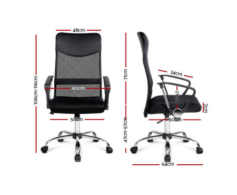 PU Leather Mesh High Back Office Chair - Black freeshipping - Awezingly