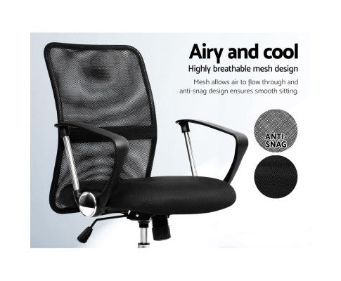 Artiss Office Chair  Executive Mid Back Black freeshipping - Awezingly