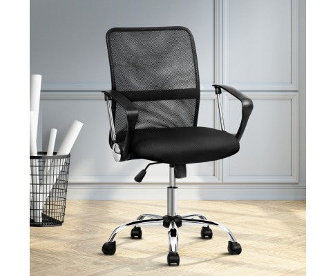 Artiss Office Chair  Executive Mid Back Black freeshipping - Awezingly