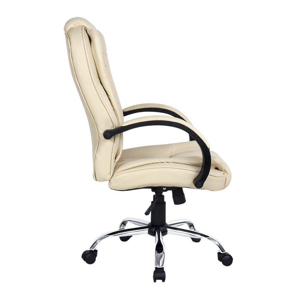 Executive PU Leather Office Desk Computer Chair - Beige