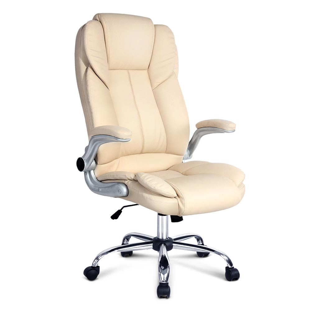 Artiss PU Leather Executive Office Desk Chair - Beige freeshipping - Awezingly