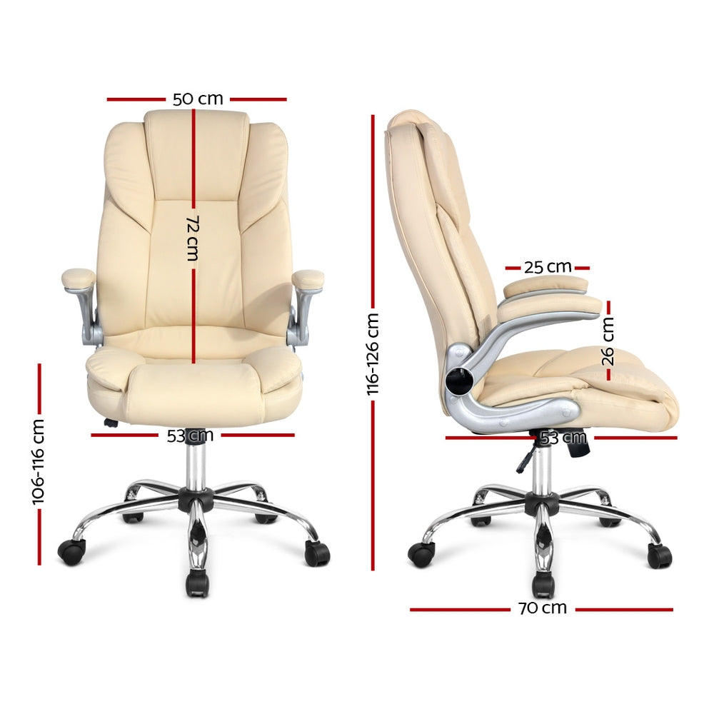 Artiss PU Leather Executive Office Desk Chair - Beige freeshipping - Awezingly