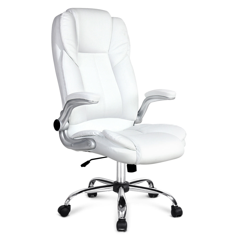 PU Leather Executive Office Desk Chair - White freeshipping - Awezingly