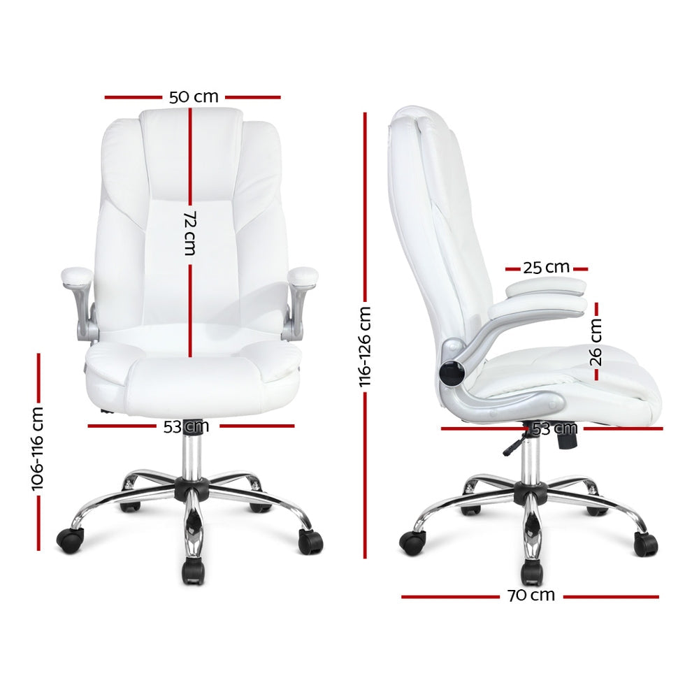 PU Leather Executive Office Desk Chair - White freeshipping - Awezingly