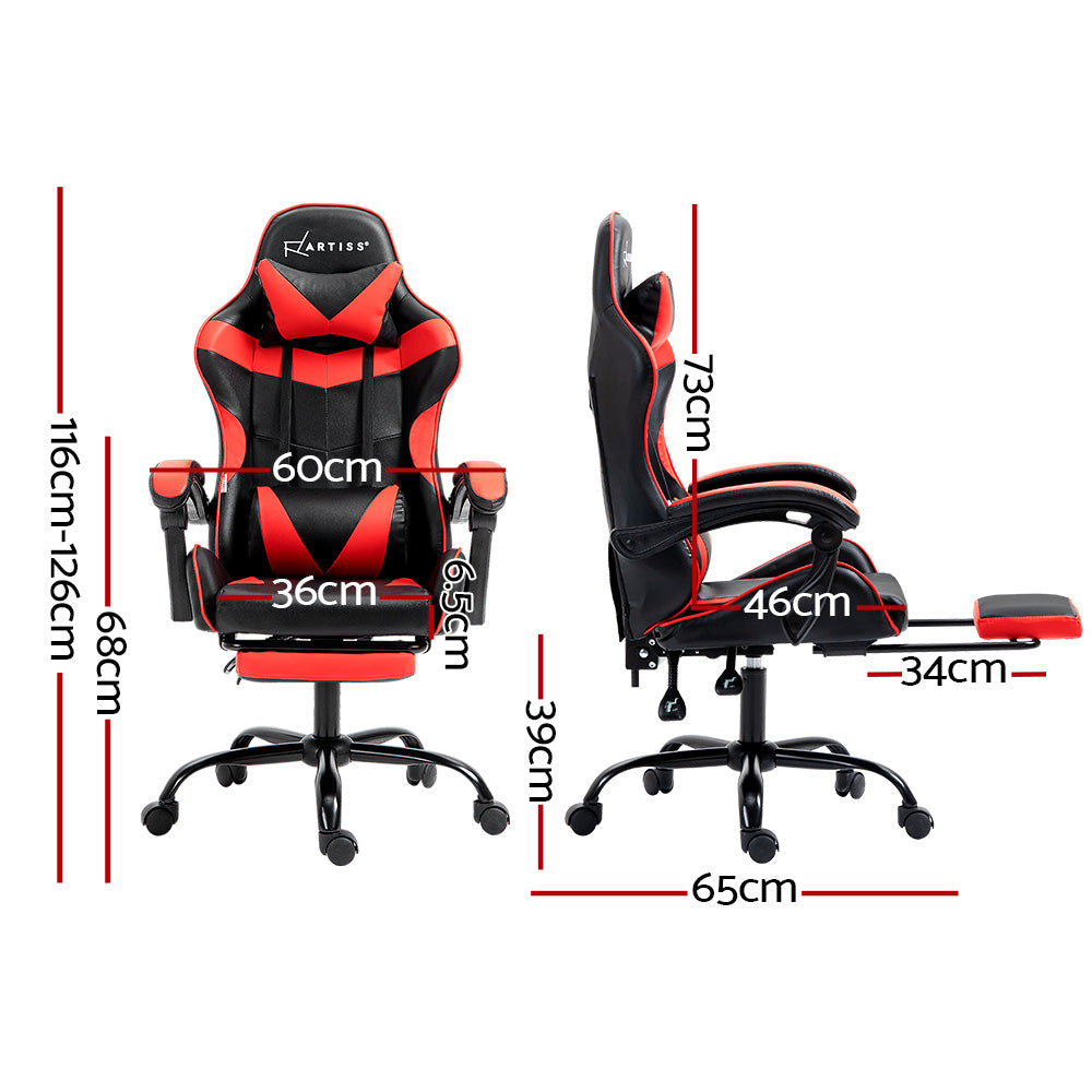 Artiss Office Chair Gaming Computer Executive Chairs Racing Seat Recliner Red