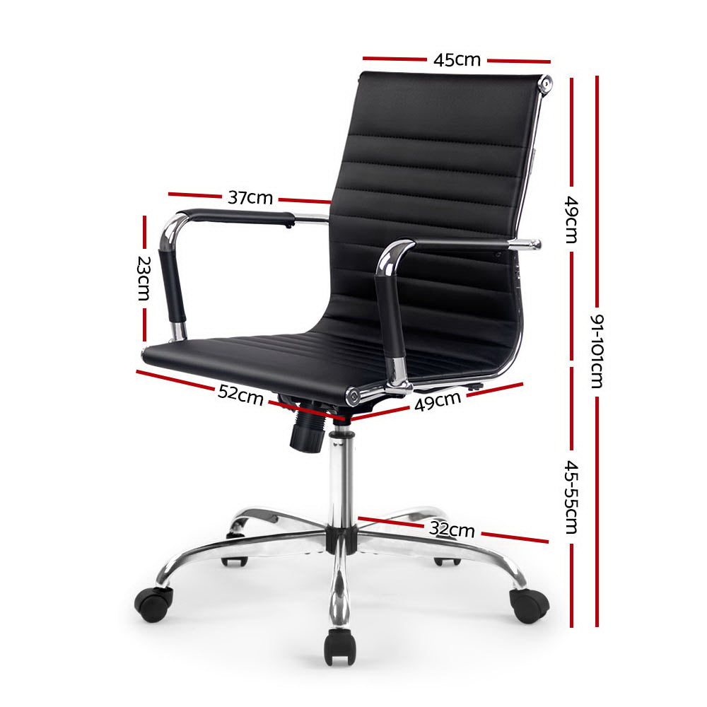 Eames Replica Office Chair Executive Mid Back Seating PU Leather Black freeshipping - Awezingly