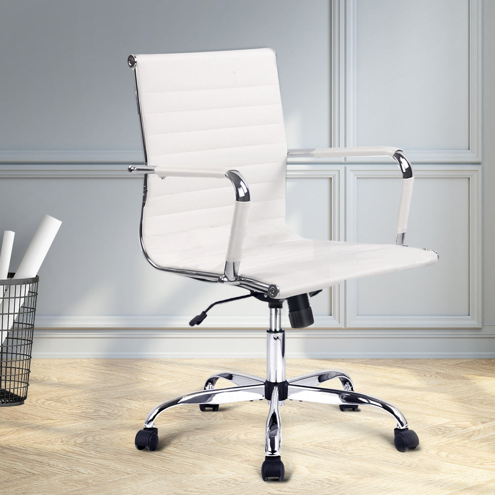 Eames Replica Office Chair PU Leather White freeshipping - Awezingly