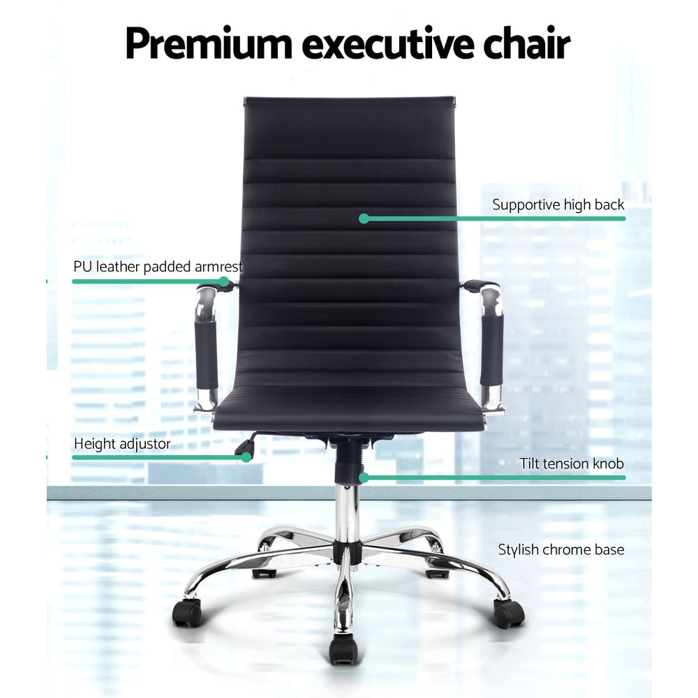 Eames Replica Office Chair Executive High Back Seating PU Leather Black freeshipping - Awezingly