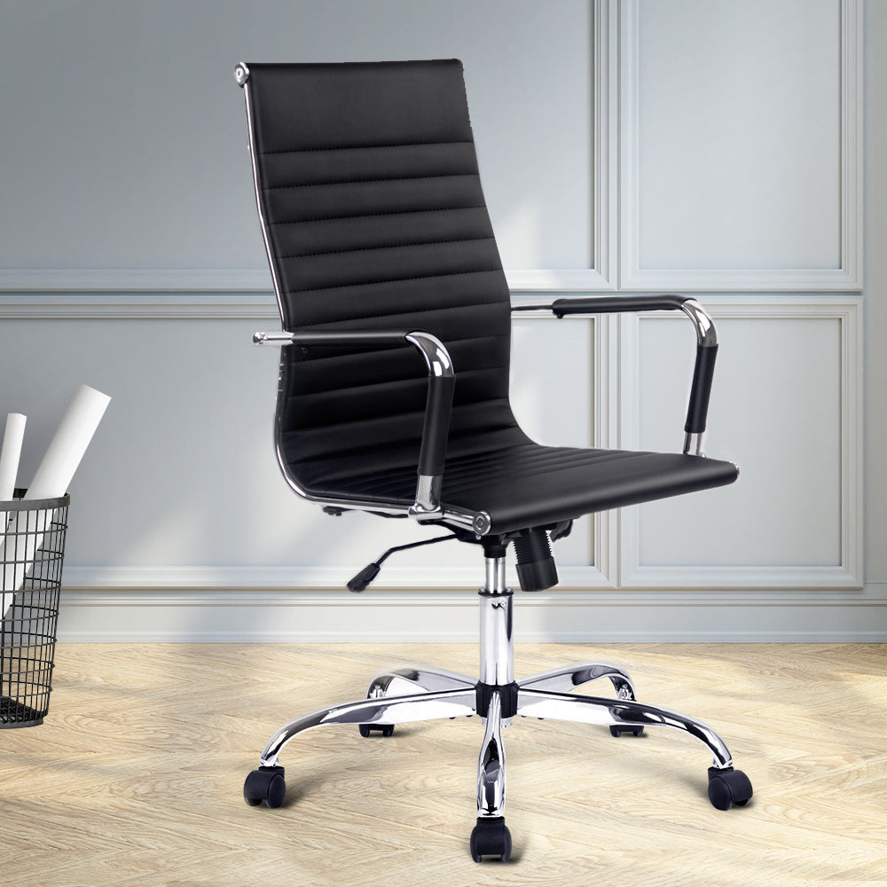 Eames Replica Office Chair Executive High Back Seating PU Leather Black freeshipping - Awezingly