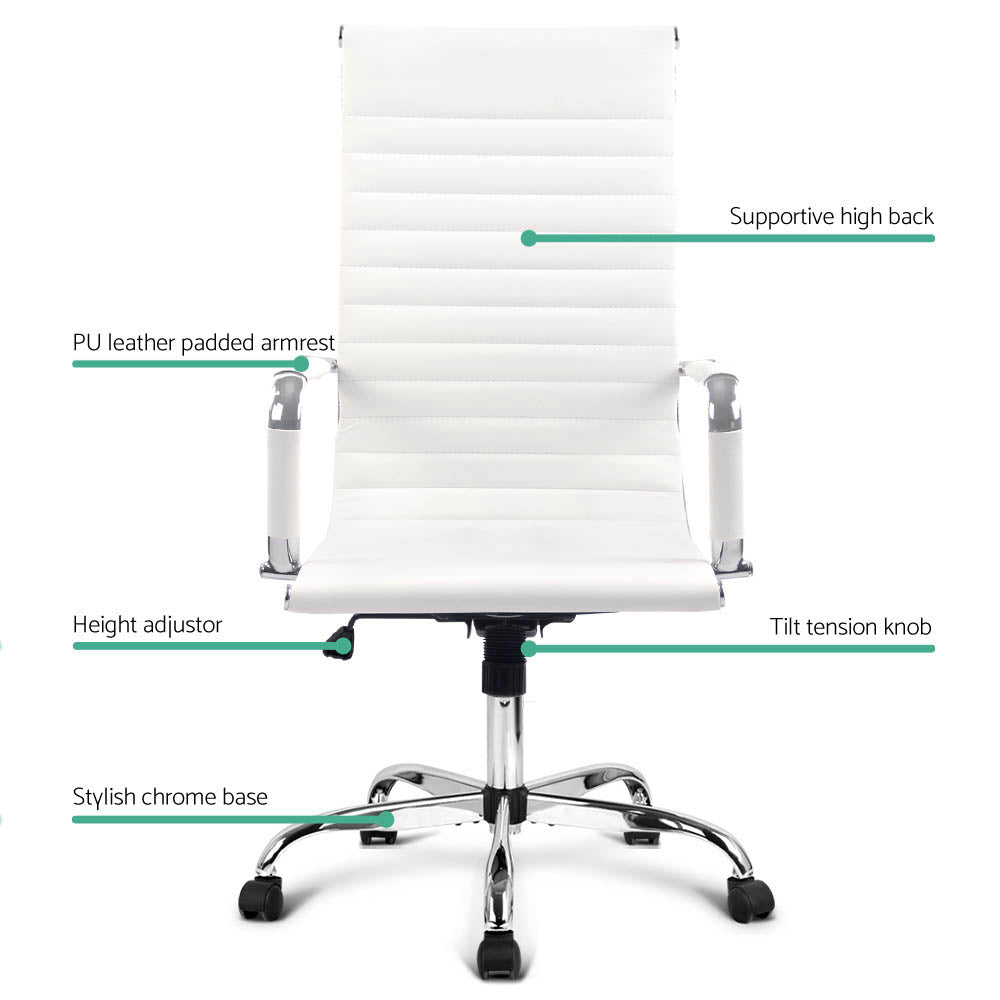 Eames Replica Office Chairs PU Leather-White freeshipping - Awezingly