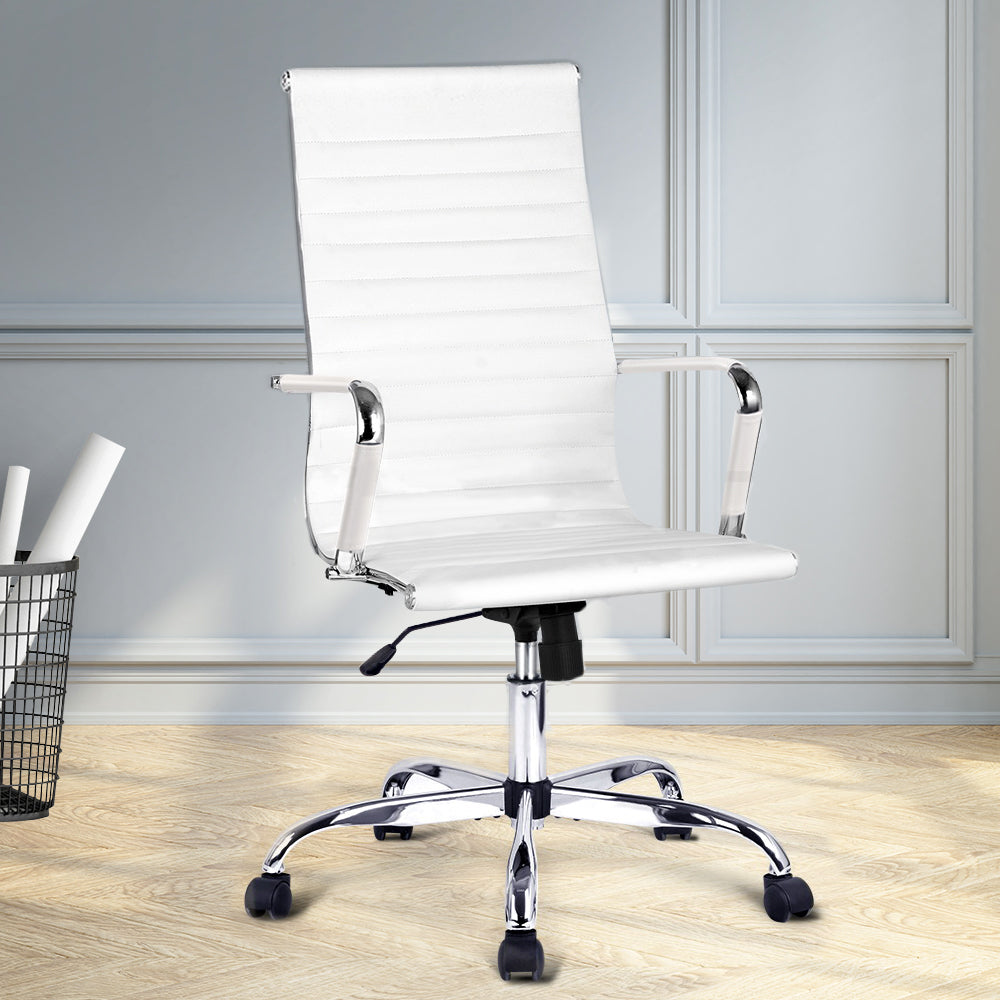 Eames Replica Office Chairs PU Leather-White freeshipping - Awezingly