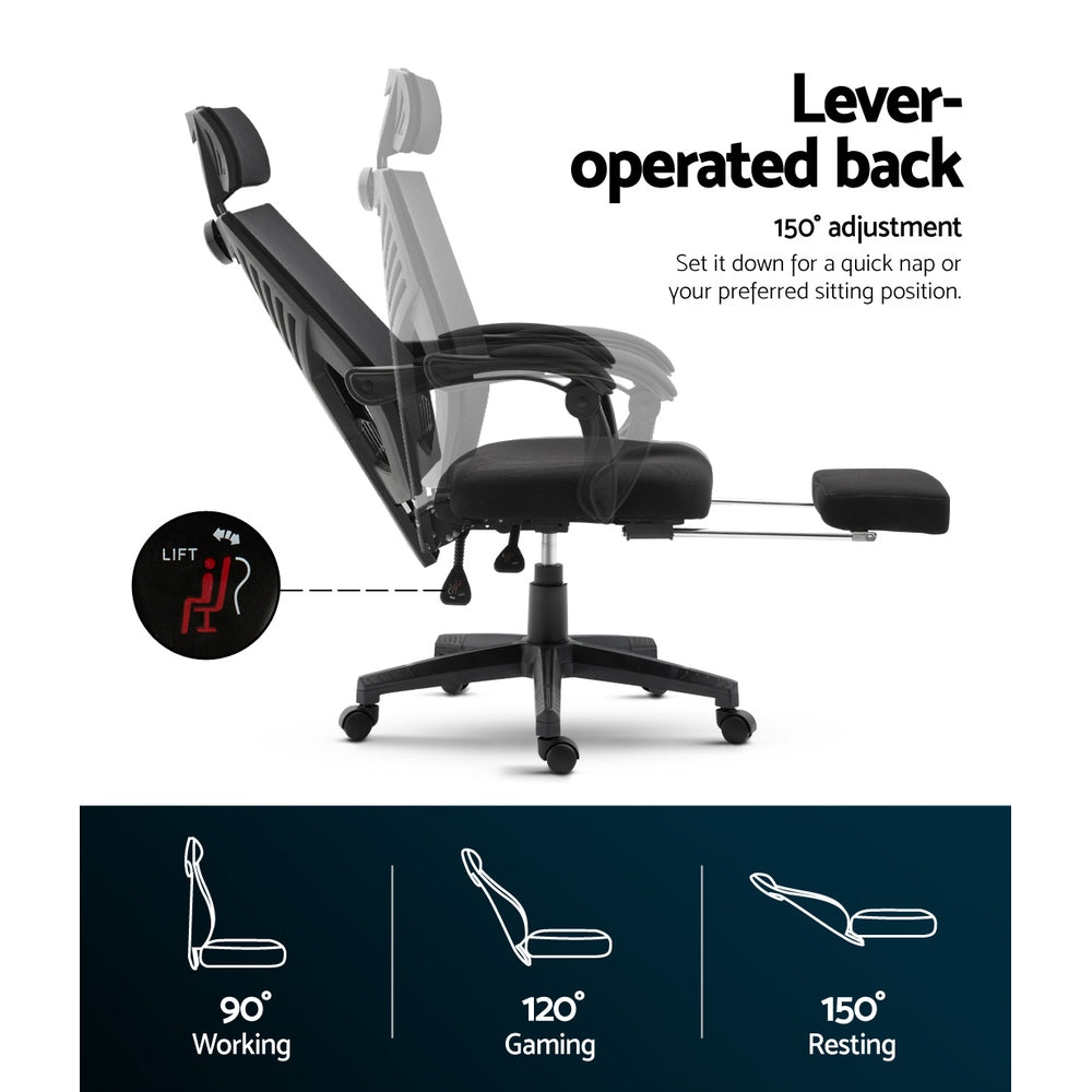 Artiss Gaming Office Chair Computer Desk Chair Home Work Recliner Black freeshipping - Awezingly