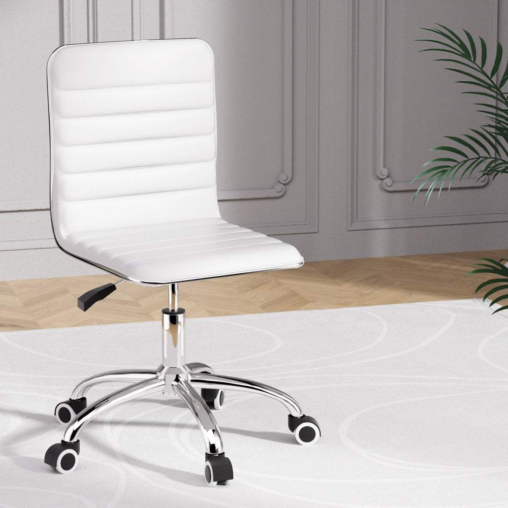 Artiss Office Chair Computer Desk Gaming Chairs PU Leather Low Back White