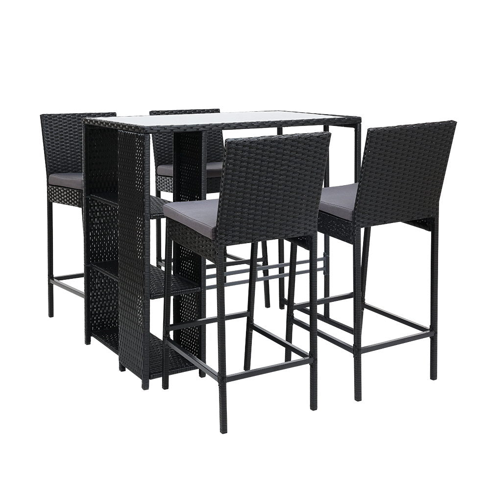 5 Pcs Gardeon Outdoor Bar Set Table Stools Furniture Wicker freeshipping - Awezingly