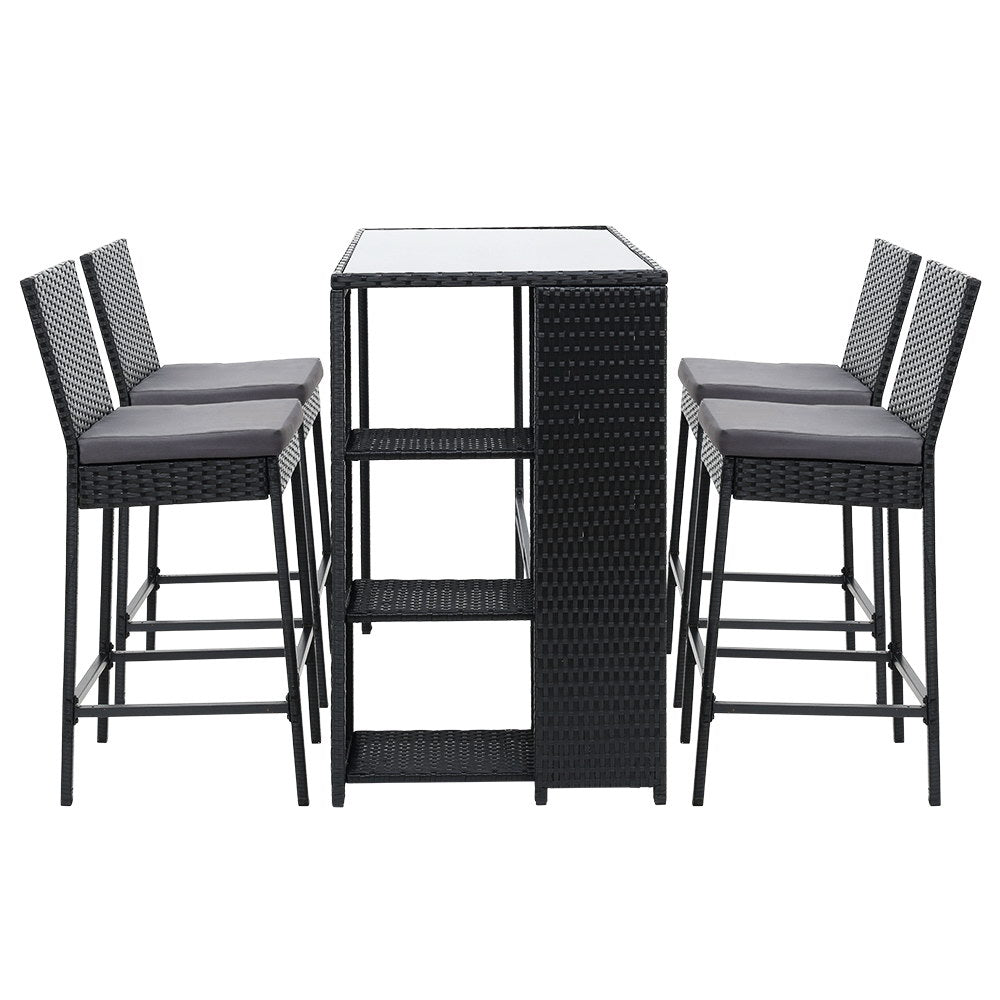 5 Pcs Gardeon Outdoor Bar Set Table Stools Furniture Wicker freeshipping - Awezingly