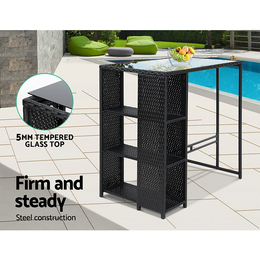 5 Pcs Gardeon Outdoor Bar Set Table Stools Furniture Wicker freeshipping - Awezingly