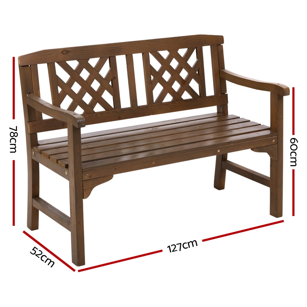 Gardeon Wooden Garden Bench 2 Seat Patio Furniture Timber Outdoor Lounge Chair Natural freeshipping - Awezingly