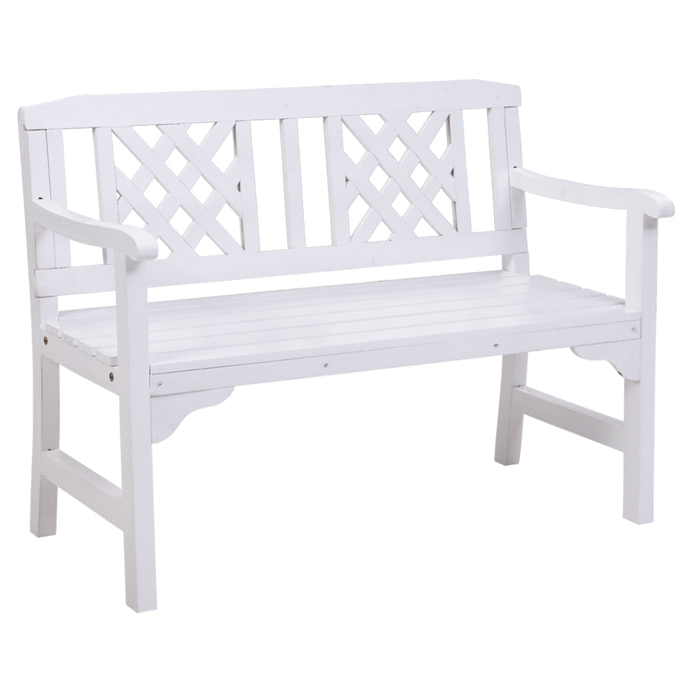 Gardeon Wooden Garden Bench 2 Seat Patio Furniture Timber Outdoor Lounge Chair White freeshipping - Awezingly