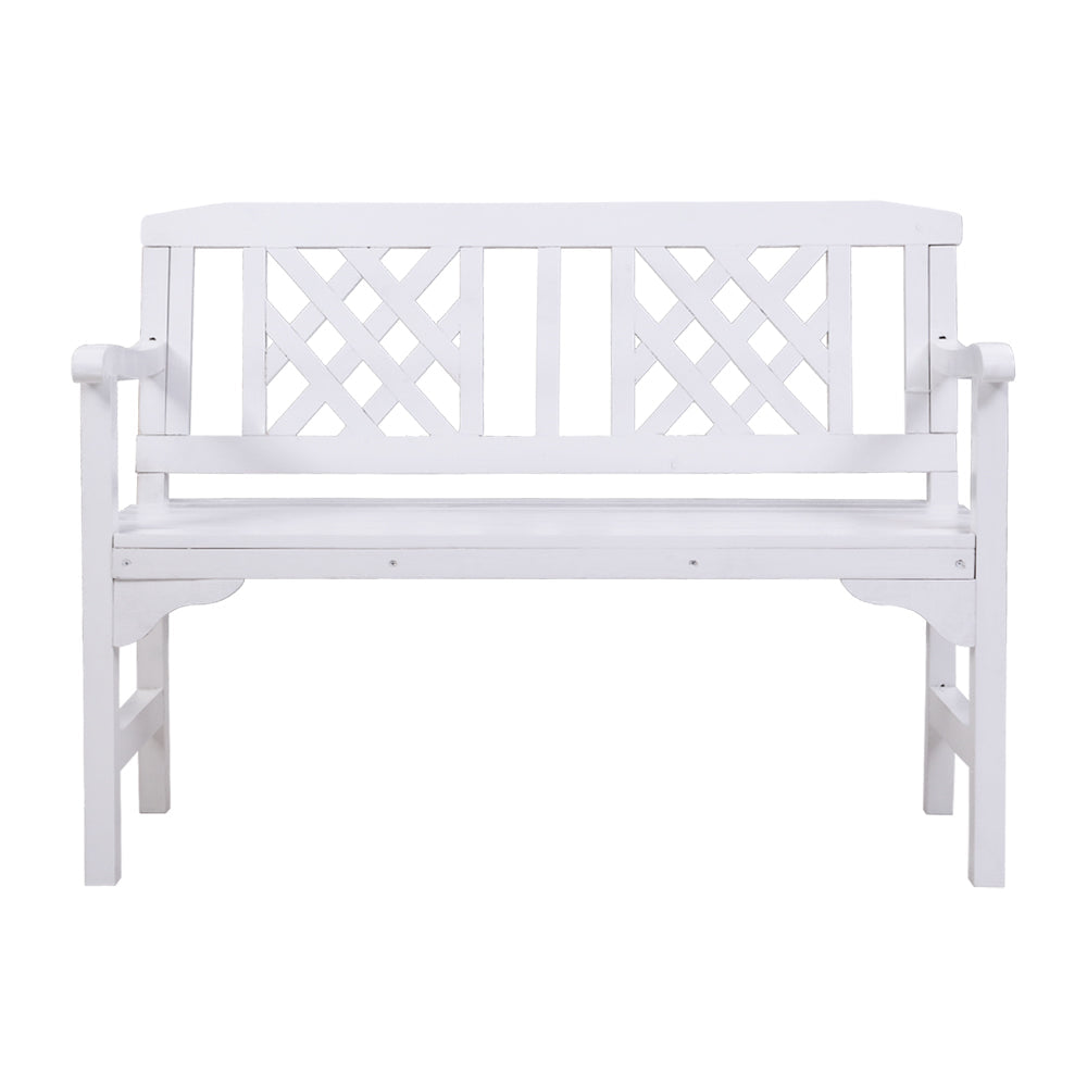 Gardeon Wooden Garden Bench 2 Seat Patio Furniture Timber Outdoor Lounge Chair White freeshipping - Awezingly