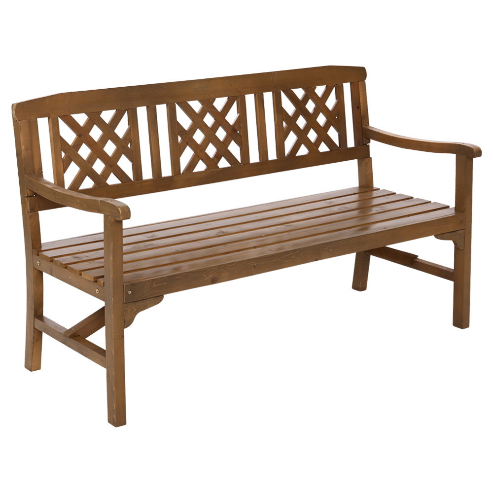 Gardeon Wooden Garden Bench 3 Seat Patio Furniture Timber Outdoor Lounge Chair Natural freeshipping - Awezingly