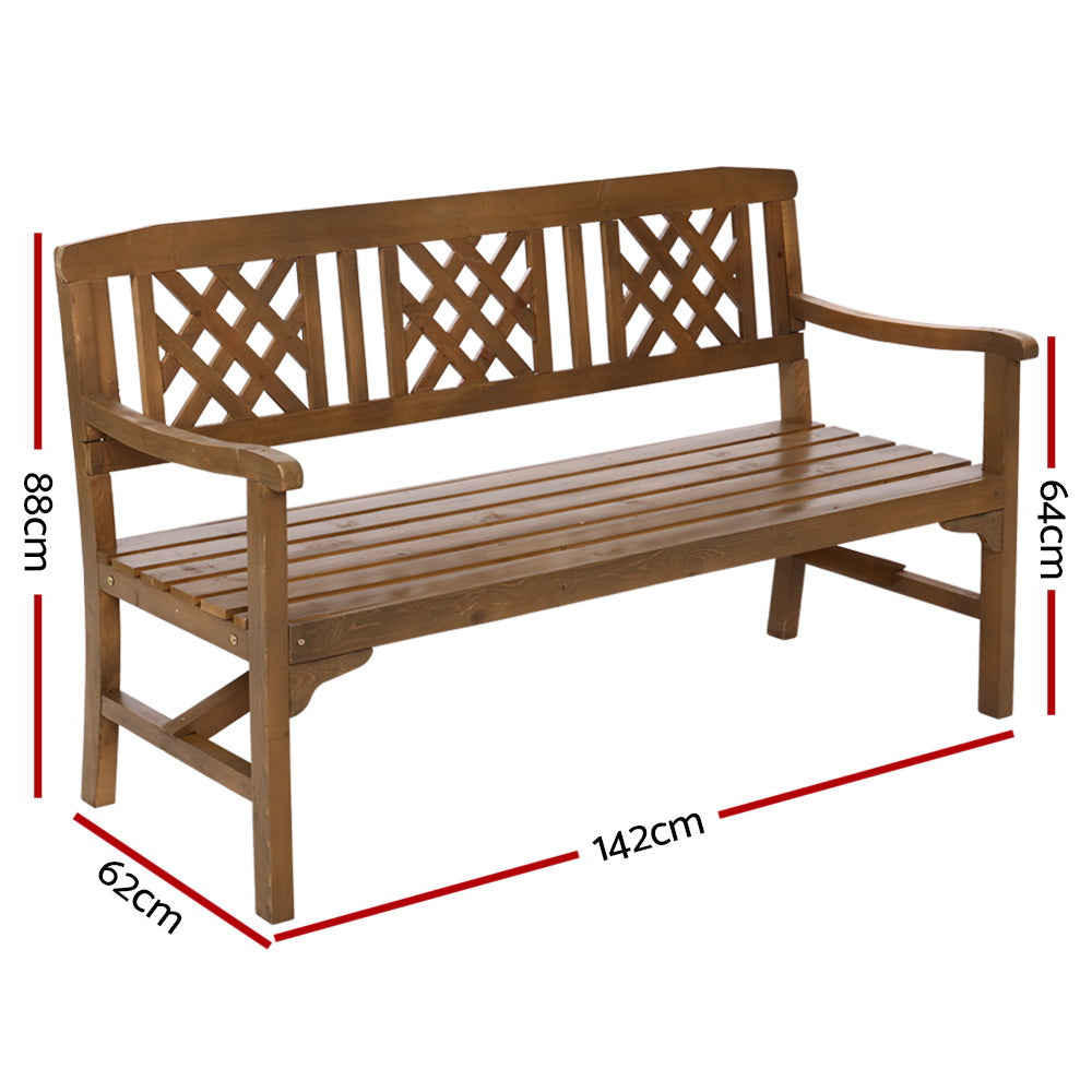 Gardeon Wooden Garden Bench 3 Seat Patio Furniture Timber Outdoor Lounge Chair Natural freeshipping - Awezingly