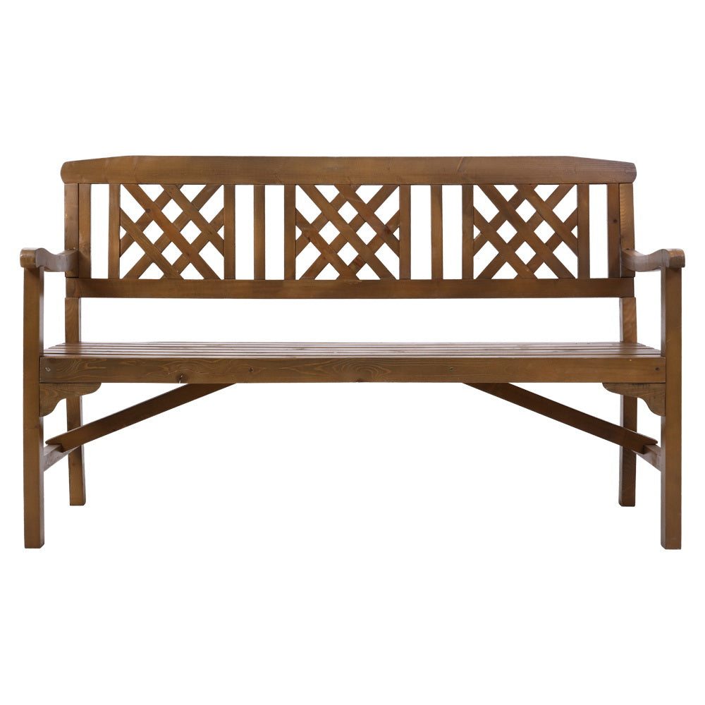 Gardeon Wooden Garden Bench 3 Seat Patio Furniture Timber Outdoor Lounge Chair Natural freeshipping - Awezingly