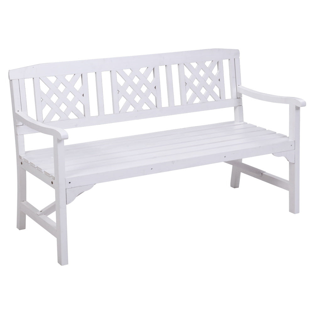 Gardeon Wooden Garden Bench 3 Seat Patio White freeshipping - Awezingly