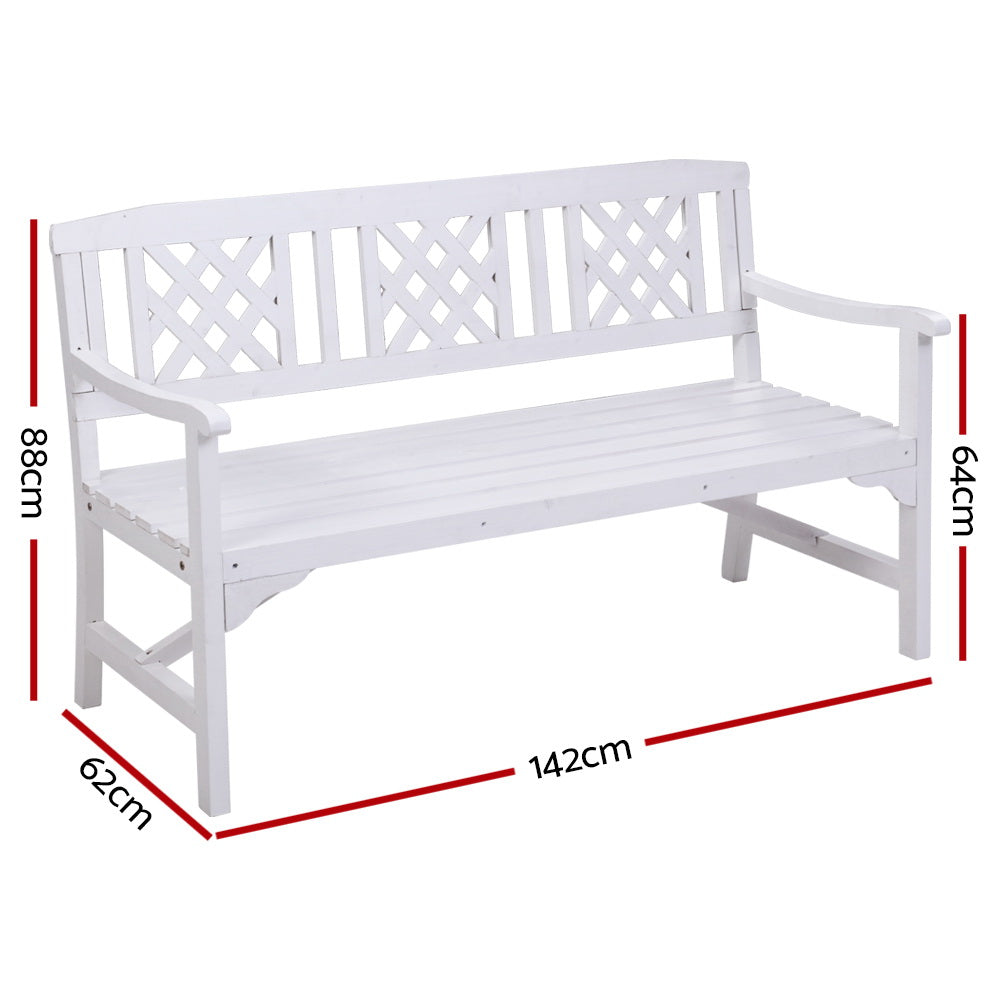 Gardeon Wooden Garden Bench 3 Seat Patio White freeshipping - Awezingly