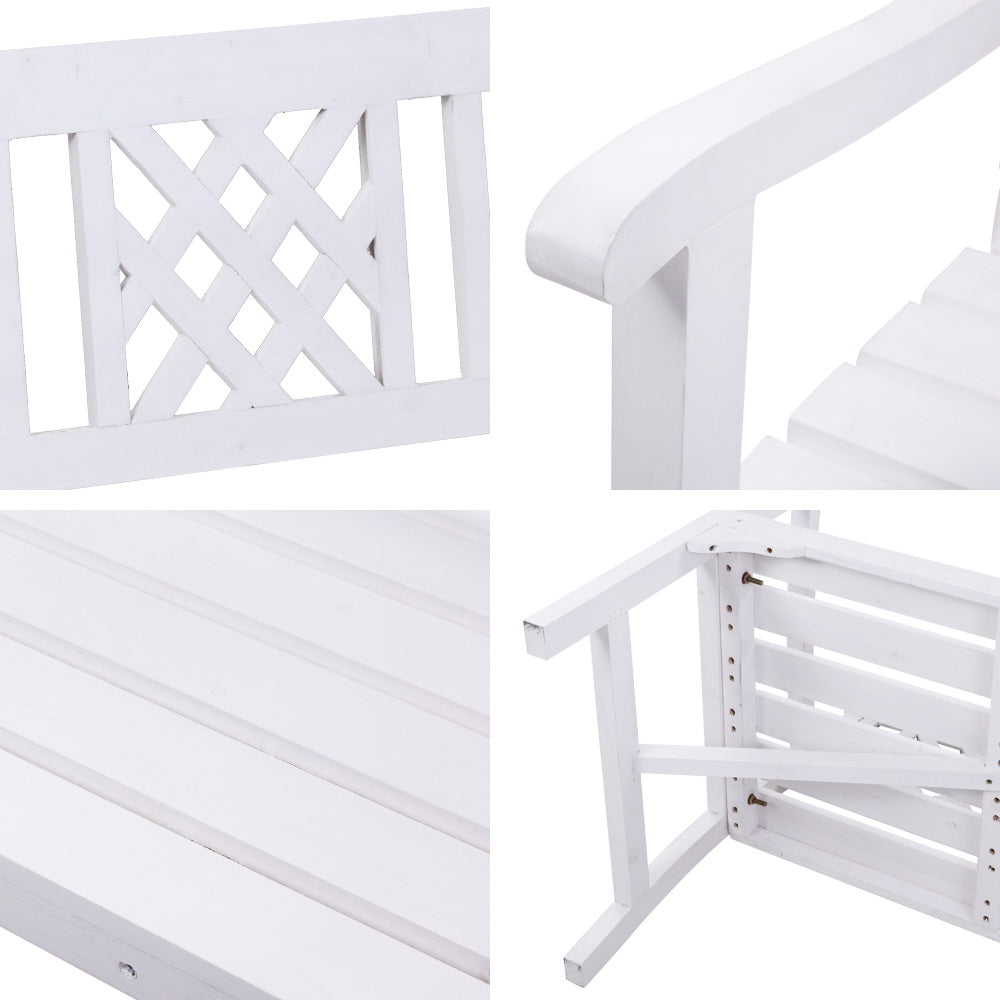 Gardeon Wooden Garden Bench 3 Seat Patio White freeshipping - Awezingly