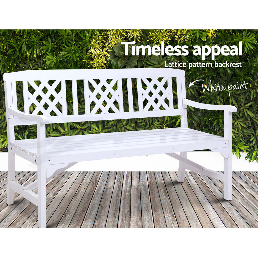 Gardeon Wooden Garden Bench 3 Seat Patio White freeshipping - Awezingly