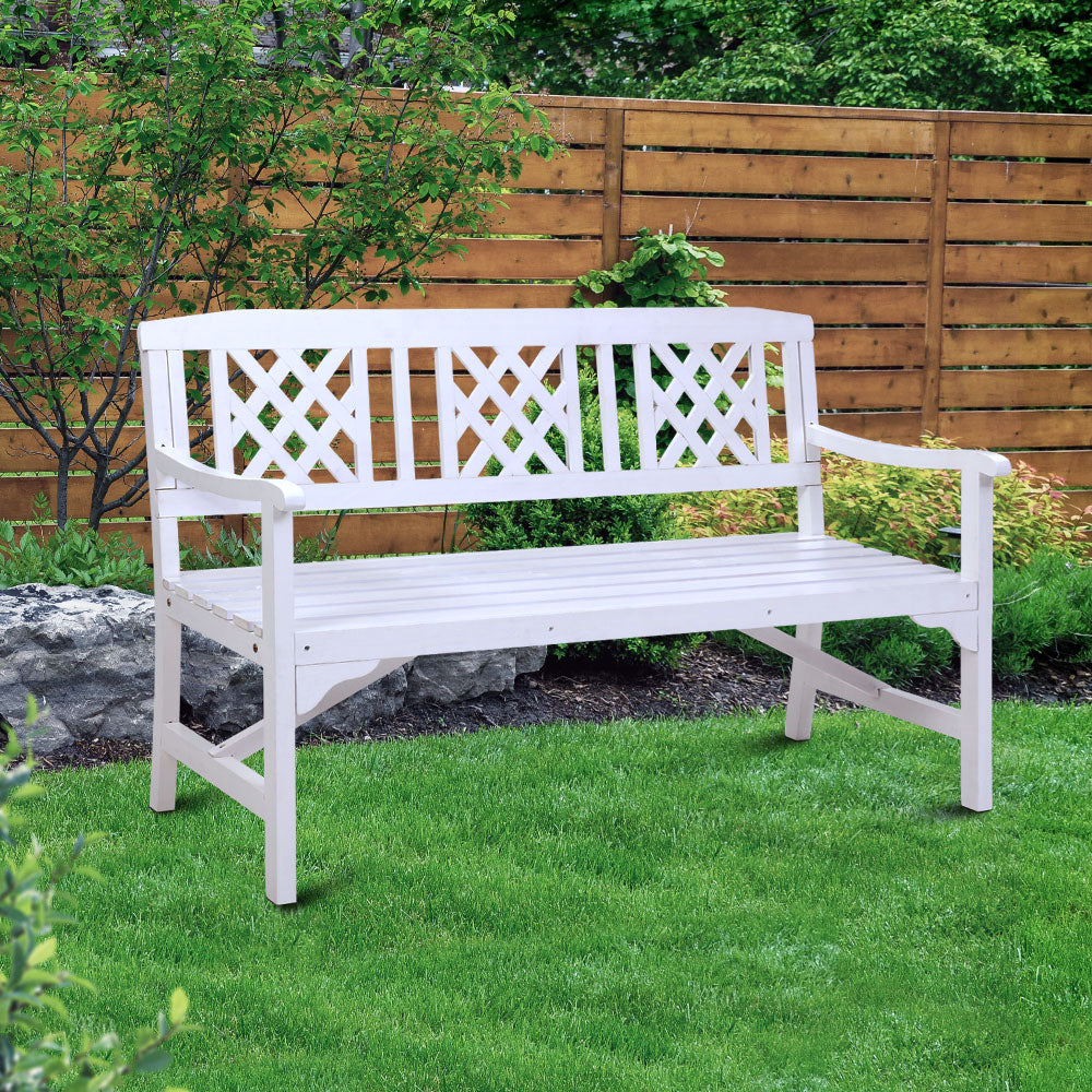 Gardeon Wooden Garden Bench 3 Seat Patio White freeshipping - Awezingly