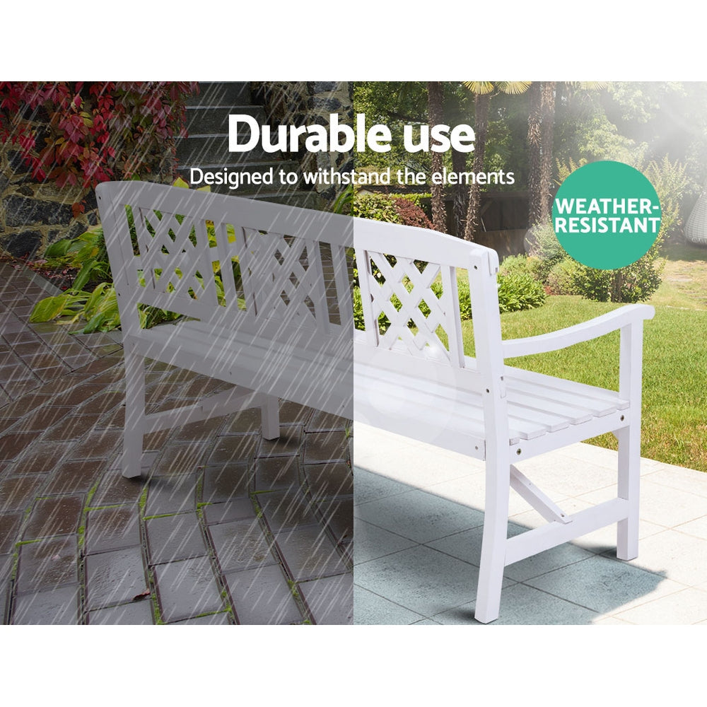 Gardeon Wooden Garden Bench 3 Seat Patio White freeshipping - Awezingly