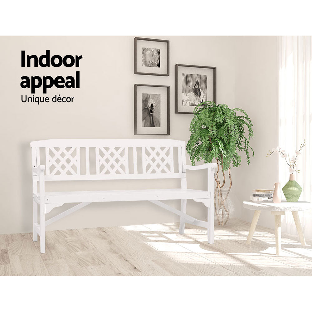 Gardeon Wooden Garden Bench 3 Seat Patio White freeshipping - Awezingly