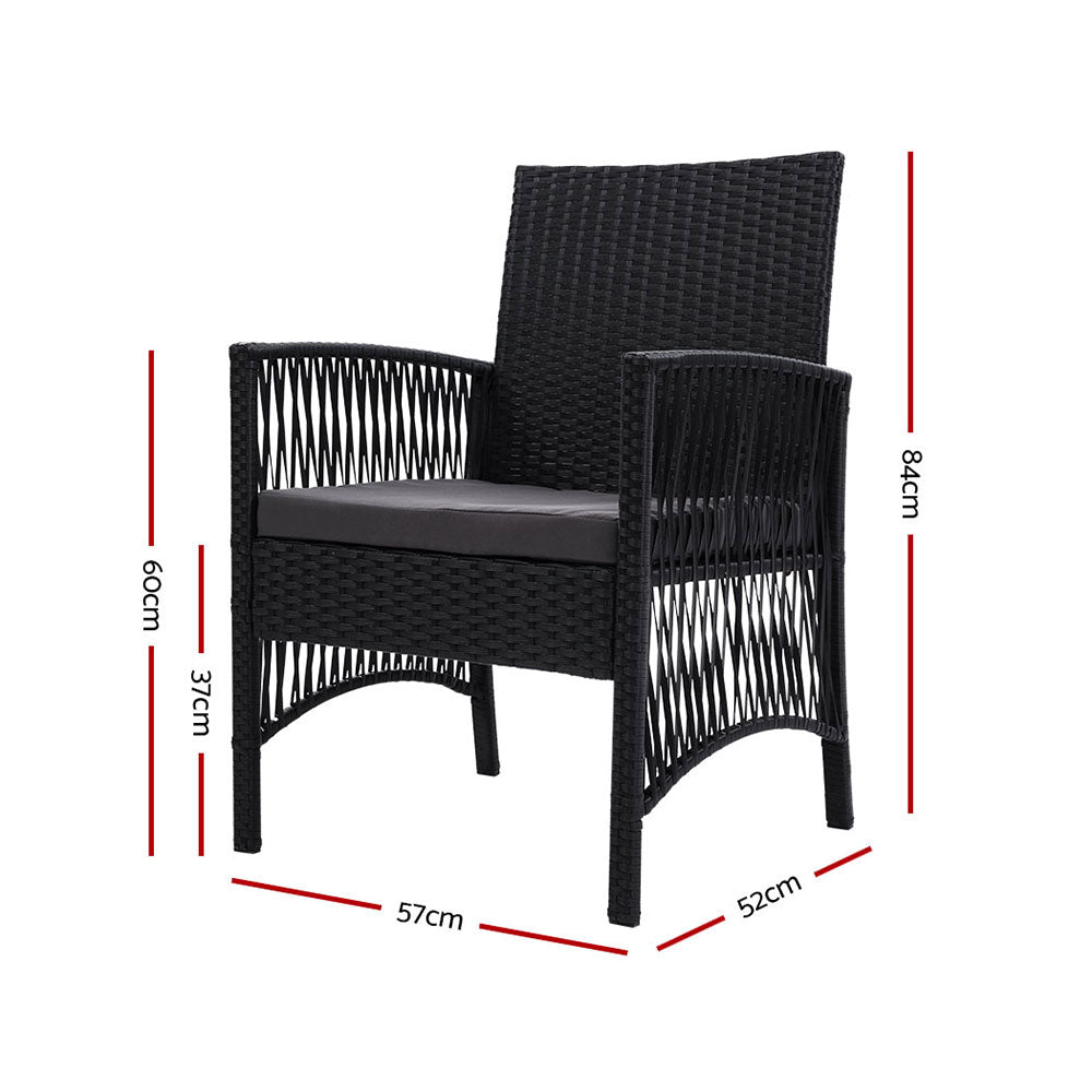 Outdoor Furniture Dining Chairs Rattan Garden Patio Cushion Black x2 Gardeon freeshipping - Awezingly