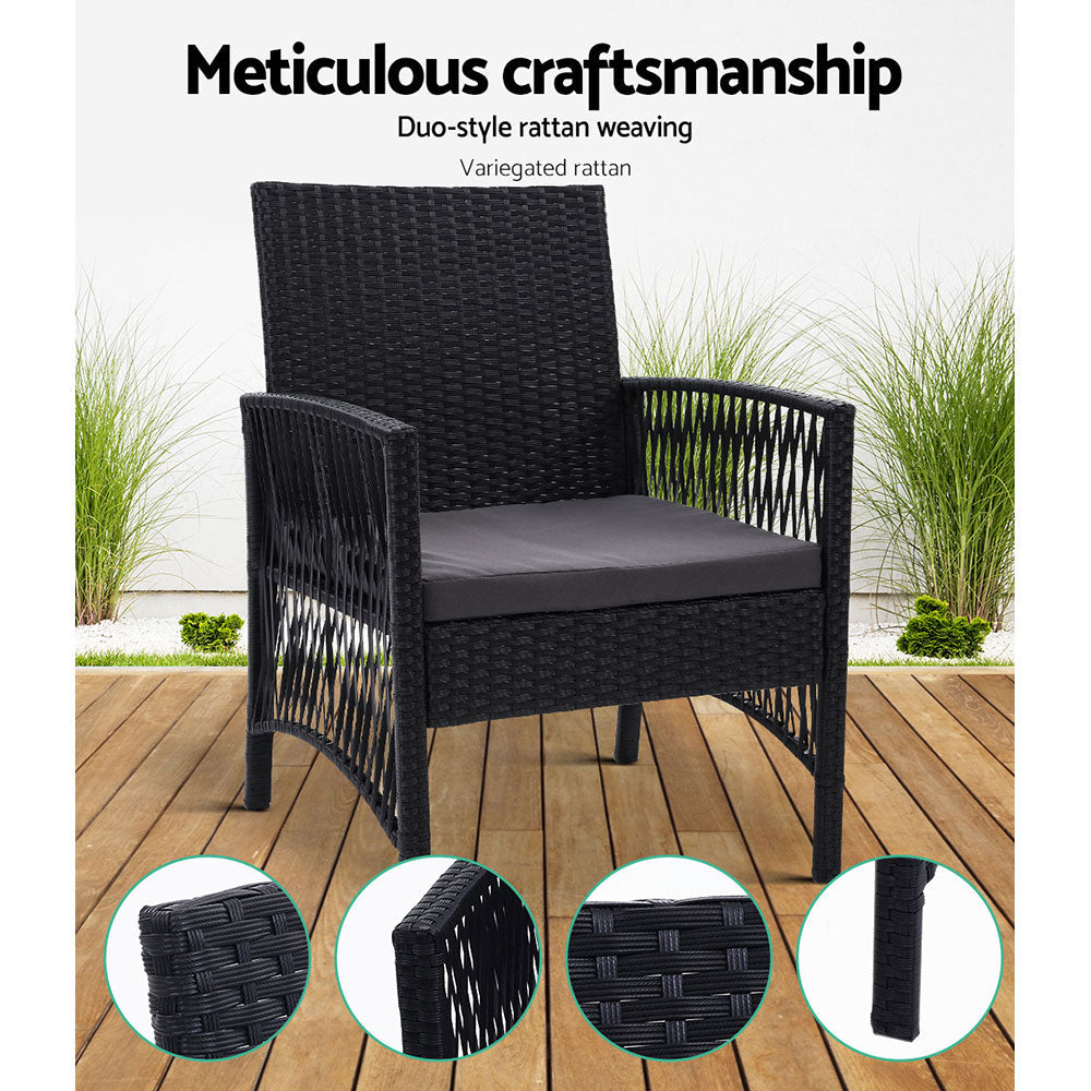 Outdoor Furniture Dining Chairs Rattan Garden Patio Cushion Black x2 Gardeon freeshipping - Awezingly