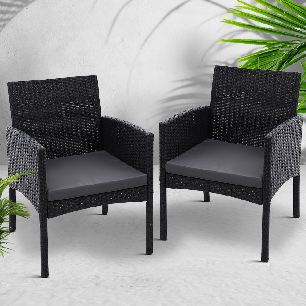 Outdoor Bistro Chairs Patio Furniture Dining Chair Wicker Garden Cushion Gardeon freeshipping - Awezingly