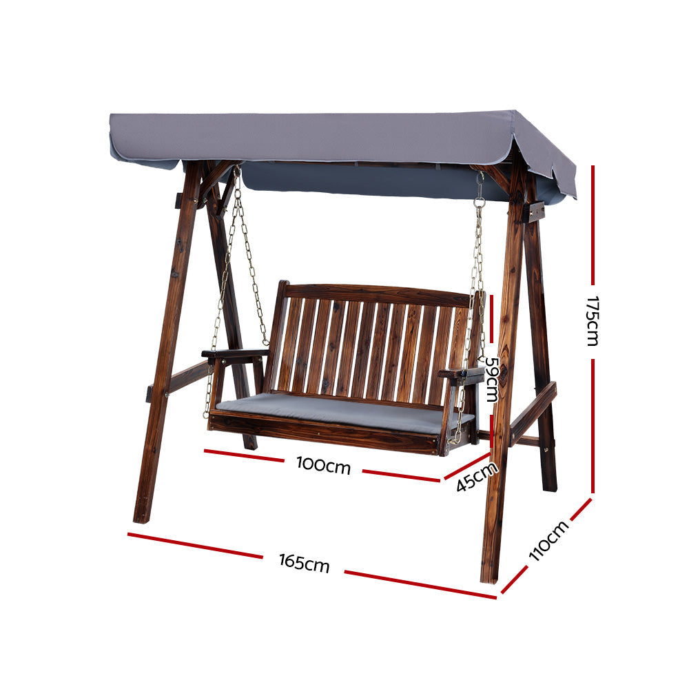 Gardeon Swing Chair Wooden Garden Bench Canopy 2 Seater Outdoor Furniture freeshipping - Awezingly