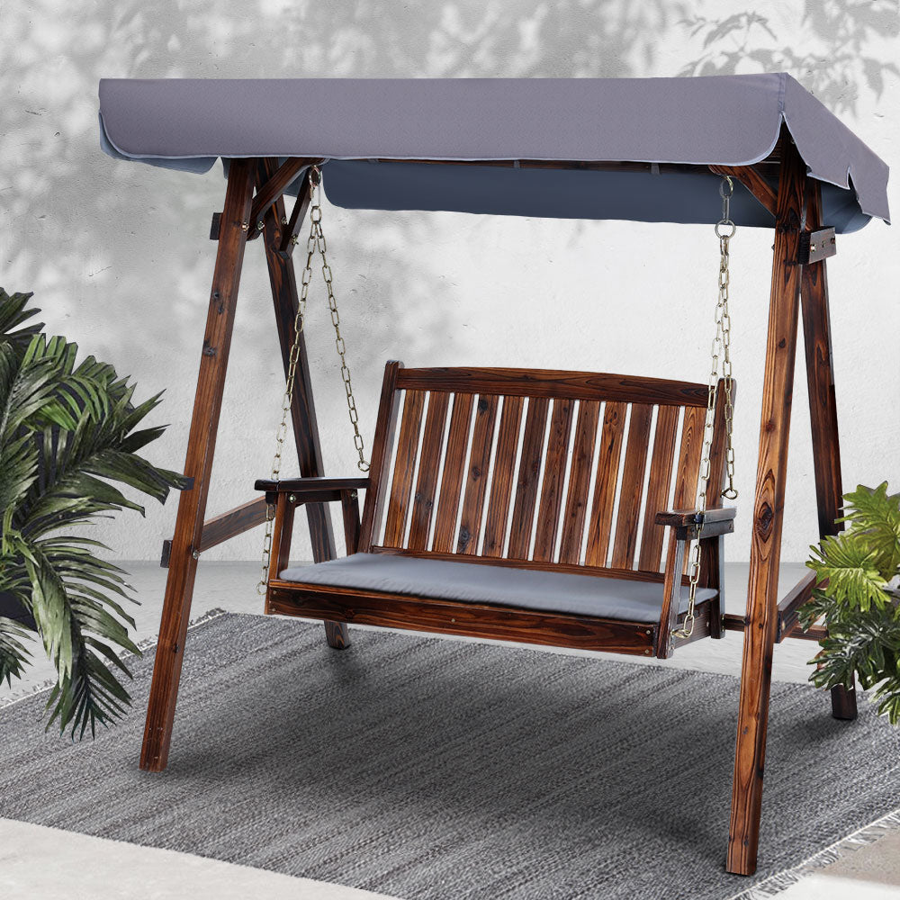 Gardeon Swing Chair Wooden Garden Bench Canopy 2 Seater Outdoor Furniture freeshipping - Awezingly