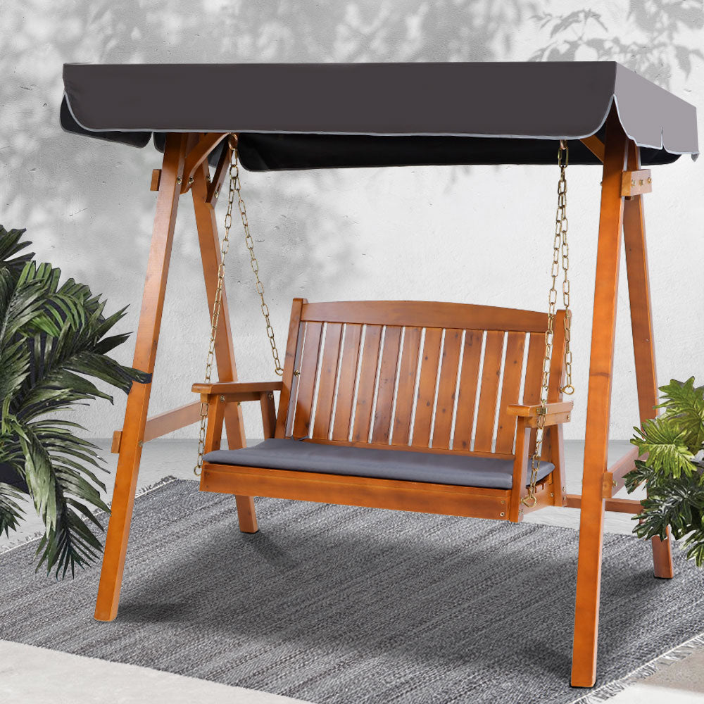 Gardeon Swing Chair Wooden Garden Bench Canopy 2 Seater Outdoor Furniture freeshipping - Awezingly